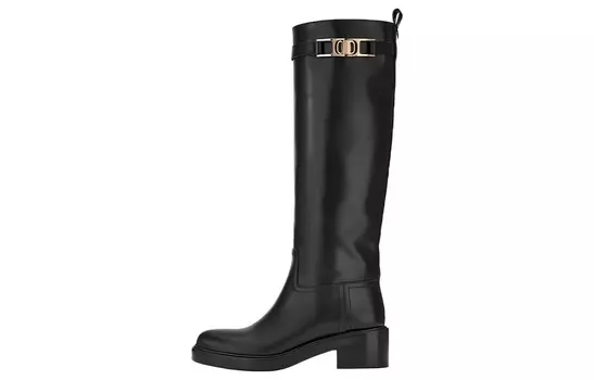 Сапоги до колена Ferragamo Gancini, черный