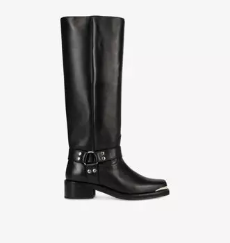 Сапоги до колена из кожи с отделкой ремешками The Kooples, черный