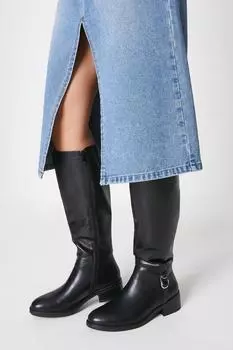 Сапоги до колена на низком каблуке с металлической отделкой Josie Oasis, черный