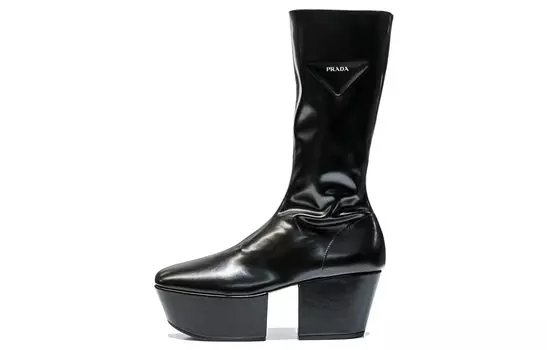 Сапоги женские Prada на двойном каблуке, черный
