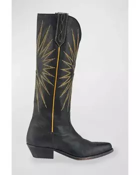 Сапоги до колена с прострочкой Wish Star Golden Goose, цвет Black