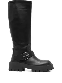 Сапоги до колена с застежкой на пряжке Vic Matie, черный