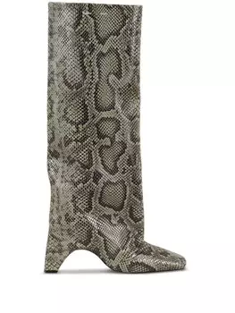 Сапоги до колена со змеиным принтом Coperni, зеленый