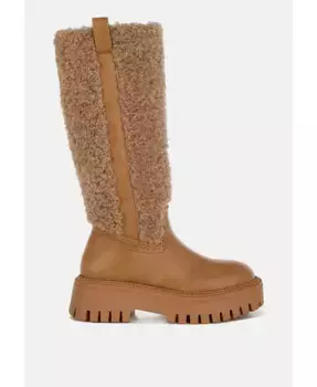 Сапоги до середины икры с меховой отделкой Lapland London Rag, коричневый/бежевый