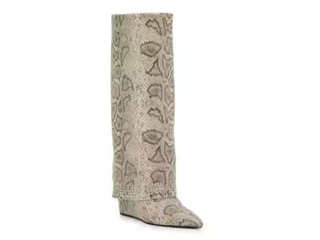 Сапоги Evander Wide Calf Foldover Boot Madden Girl, цвет beige_blacksnakeprint