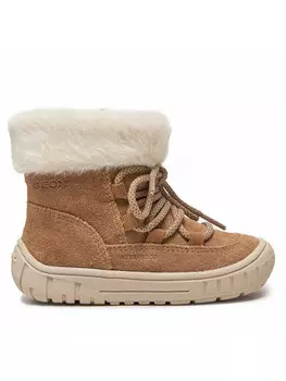 Полусапоги Geox замшевые на шнуровке, коричневый