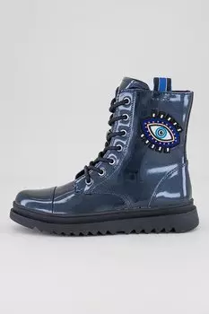 Сапоги из экокожи с вышивкой Geox, синий