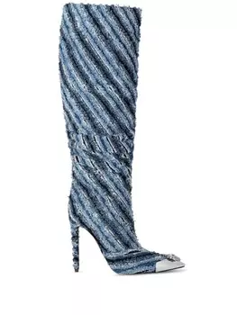 Сапоги из микса денима высотой 120 мм Philipp Plein, синий