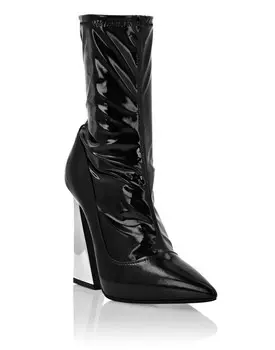 Сапоги из наплака Высокие каблуки средней длины Iconic Plein Philipp Plein, черный