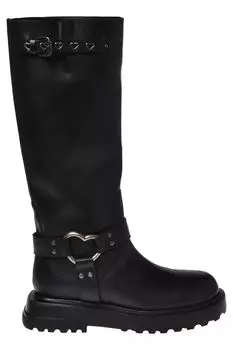 Сапоги из телячьей кожи Love Moschino, черный