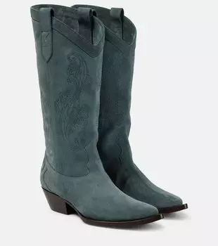Сапоги из замши с вышивкой Etro, синий