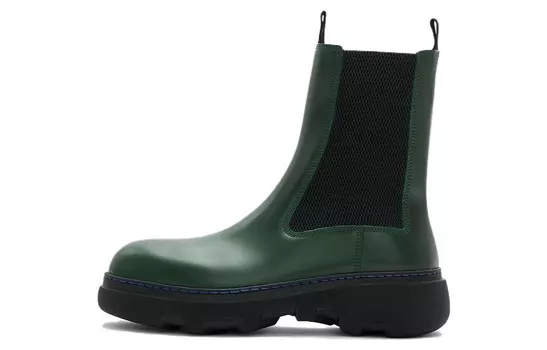 Сапоги кожаные Burberry с круглым носком, зеленый