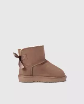 Сапоги «Мустанг» для девочек темно-серого цвета с бантом сзади Mustang, цвет Topo