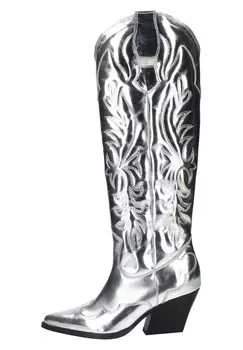 Сапоги на каблуке sacha, серебро