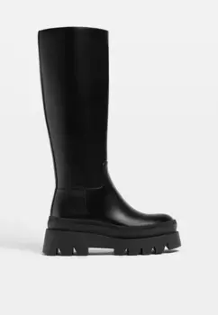 Сапоги на каблуке Stradivarius, черный