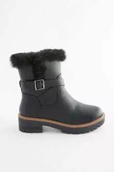 Сапоги на подкладке из искусственного меха с пряжкой Forever Comfort Next, черный