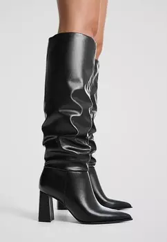 Сапоги на высоком каблуке SLOUCHY Stradivarius, черный