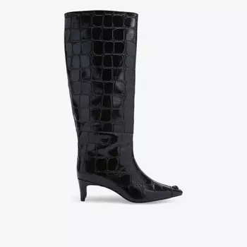 Сапоги Regent из лакированной кожи с каблуком-кольцом и высоким носком Kurt Geiger London, черный