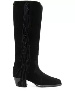 Сапоги с бахромой Maje, черный