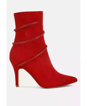 Сапоги-стилеты Roda с обмоткой и стразами London Rag, красный