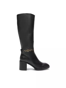 Сапоги Tommy Hilfiger Th Chain Leather Long Boot FW0FW08182, черный