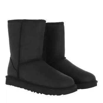 Сапоги w classic short leather Ugg, черный