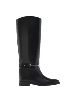 Сапоги в стиле верховой езды со съемной отделкой Massimo Dutti, черный