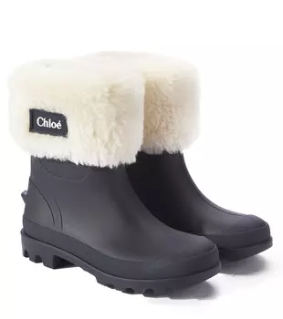 Сапоги Wellies с отделкой из искусственной овчины Chlo Kids, темно-синий