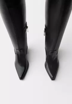 Сапоги выше колена Bershka, черный