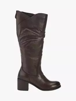 Сапоги выше колена из натуральной кожи на подошве Moda in Pelle, темно-коричневый