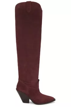 Сапоги выше колена с тройной короной из замши цвета эспрессо Free People, цвет espresso suede