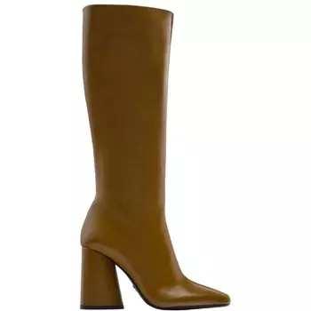 Сапоги Zara Leather Block Heel, коричневый