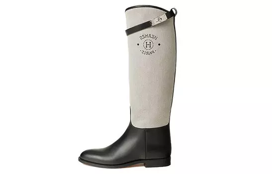 Сапоги женские Herms Jumping выше колена, черный / серый