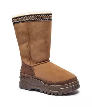 Сапоги женские Ugg зимние с орнаментом, коричневый