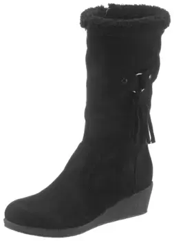 Сапоги зимние CITY WALK, с декоративными ремешками и бахромой, черный