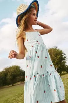 Сарафан бабочка из 100% хлопка с ярусами Boden, синий