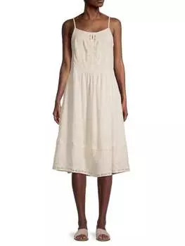 Сарафан Catherine Malandrino без рукавов с вышивкой, бежевый