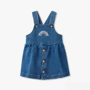 Сарафан из эластичного хлопка с цветочной вышивкой rainbow Benetton, синий