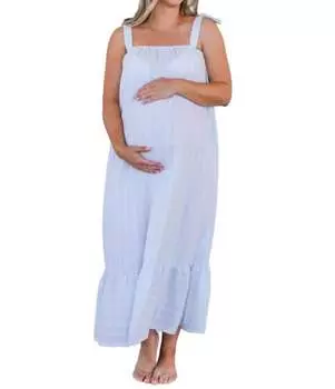 Сарафан из муслина в полоску нежно-голубого цвета Liv Maternity