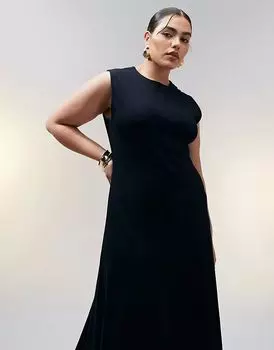 Сарафан миди без рукавов из хлопка ASOS Design Curve черного цвета ASOS Curve