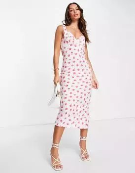 Сарафан миди с низкой спинкой и принтом мини-розы ASOS
