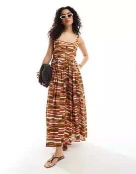 Сарафан миди в полоску для пикника из вуали ASOS DESIGN