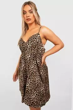 Сарафан Plus с леопардовым бретельками boohoo, мультиколор