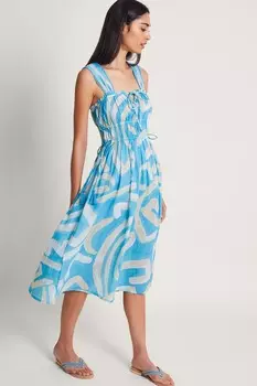 Сарафан с демипринтом Monsoon, синий