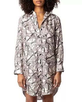 Саражевое шелковое платье Zadig & Voltaire Rais с принтом дикой цепочки, мультиколор