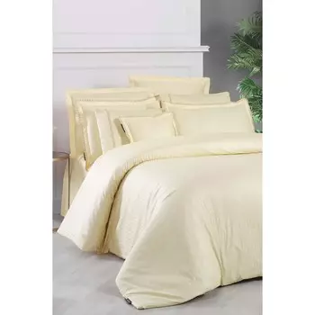 Сарев Жаккардовые полоски Желтый Двойной 260 Tc Комплект постельного белья из 100% атласного хлопка