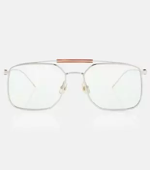Sartorial Sunset квадратные солнцезащитные очки Brunello Cucinelli, Silver/Green