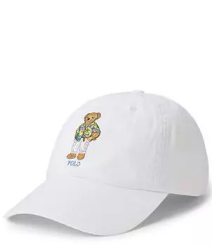 Саржевая бейсболка Polo Ralph Lauren Beach Bear, белый