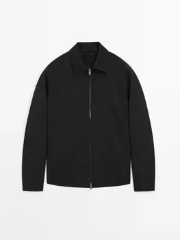 Саржевая куртка на молнии Massimo Dutti, синий