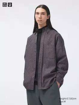 Саржевая рубашка большого размера Uniqlo, коричневый